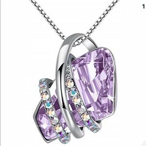 925 Silver Amethyst and CZ Necklace